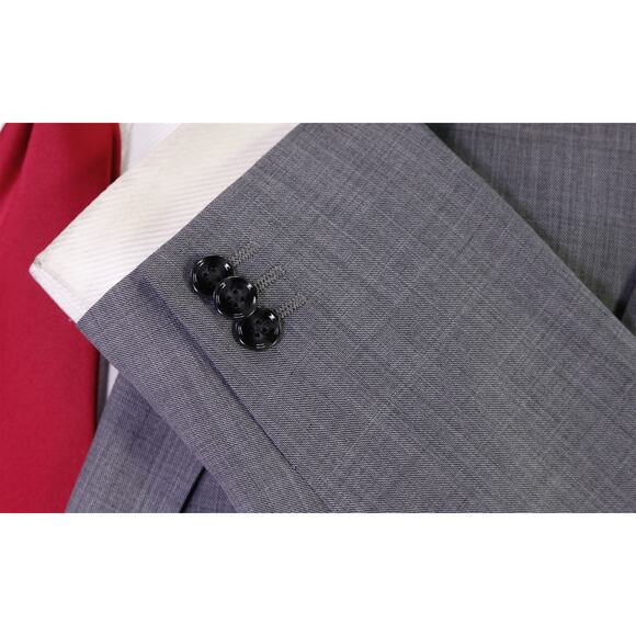 Express Mens Photographer Fitted Solid Light Gray 2-Btn Suit 38S - Picture 6 of 9